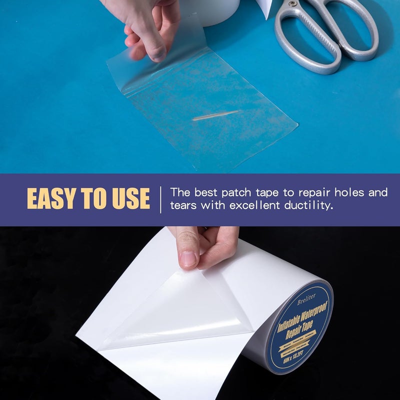 Breliter Inflatable Waterproof Repair Tape - Waterproof TPU Patch Repair Kit, Sealing Repair Tape for Air Mattress, Bounce House, Inflatable Toys, Tent, Swimming Ring, Heavy Duty - 6in x 13.2ft - Image 3